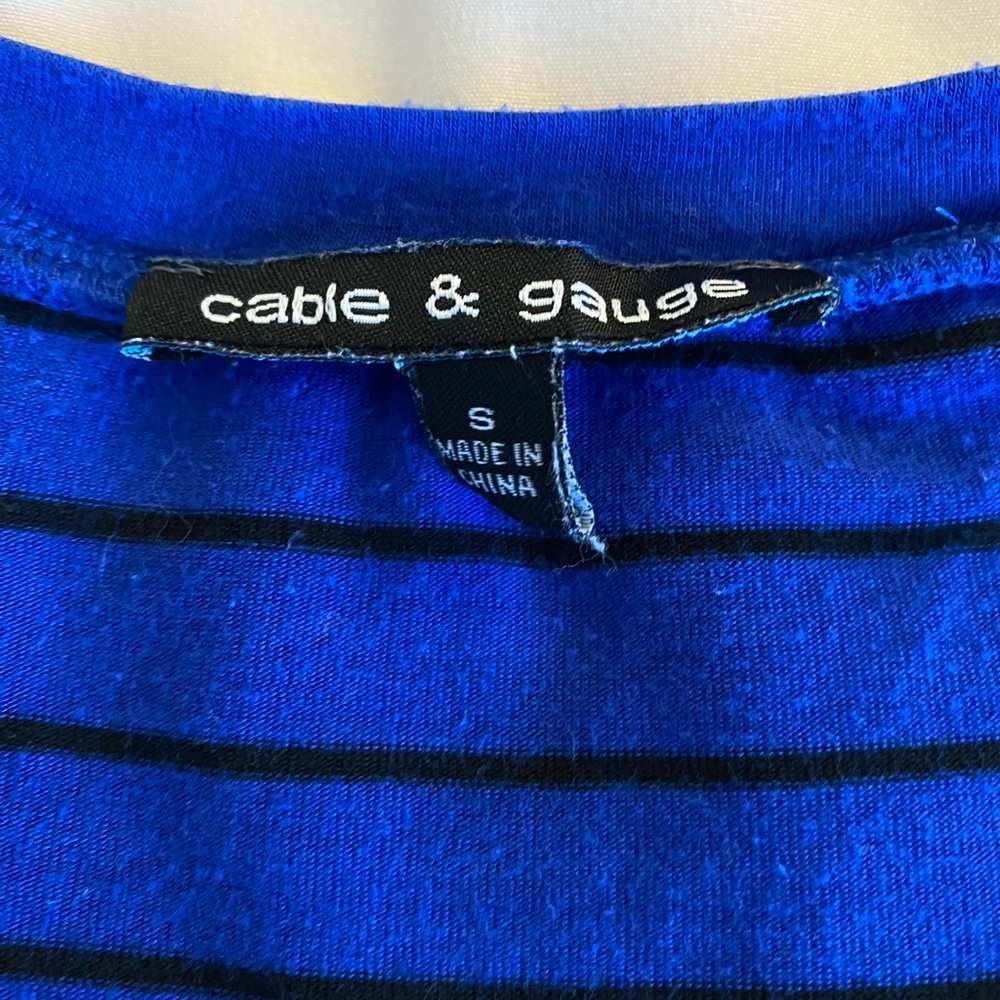Cable & Gauge blue and black striped t shirt - Picture 2 of 3